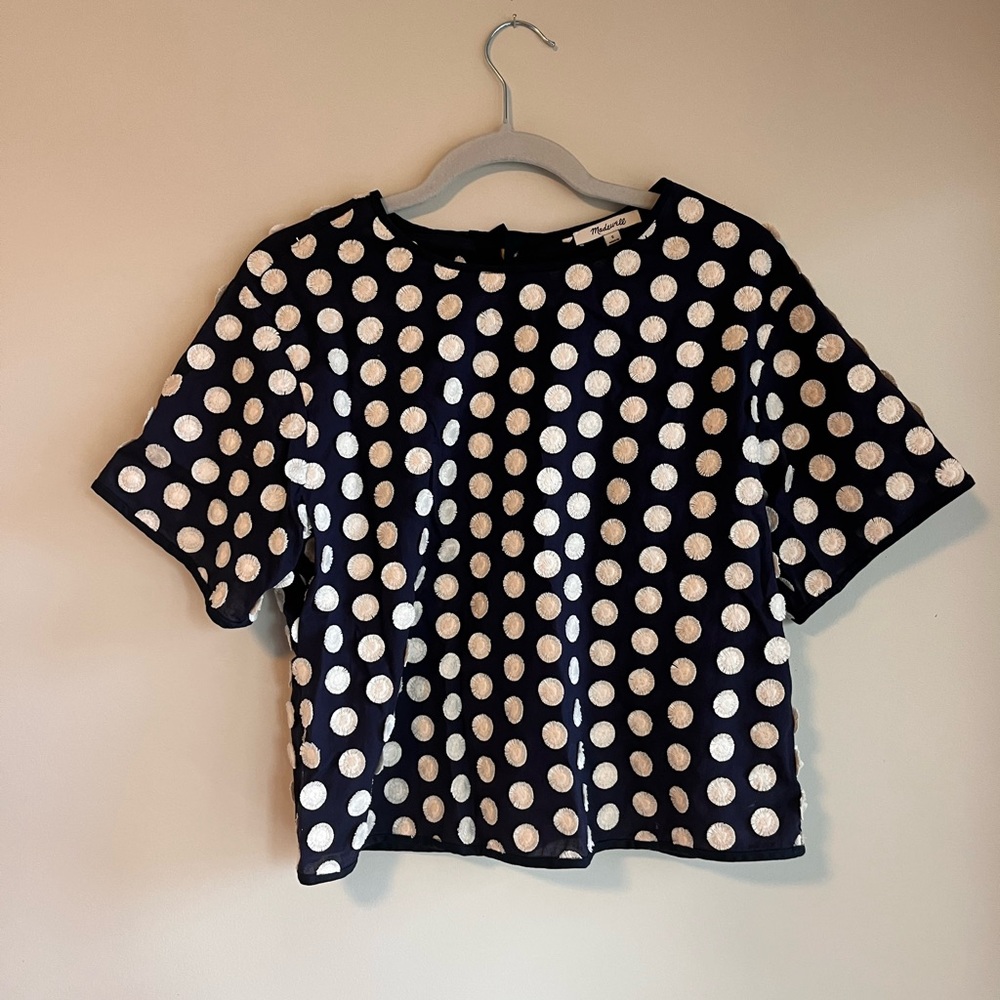 Madewell embroidered navy top